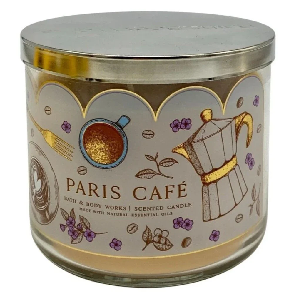Bath & Body Works Coffee Candle Lot 3-Wick Set Paris Cafe Day at the Cafe - Picture 2 of 7